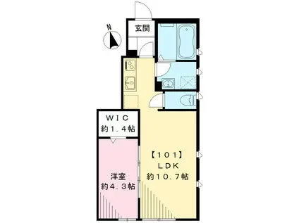 グラース(1LDK/1階)の間取り写真