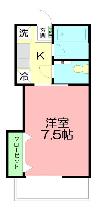 ベルフォルト(1K/1階)の間取り写真
