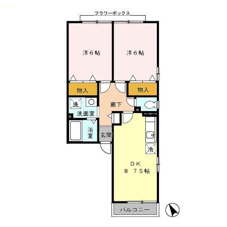 セランA(2DK/1階)の間取り写真