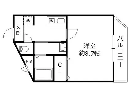 エスポワールOKD 野洲市行畑1丁目(1K/2階)の間取り写真