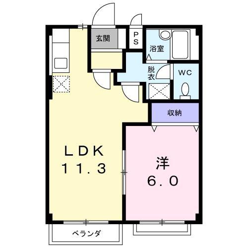 エリール小倉(1LDK/1階)の間取り写真