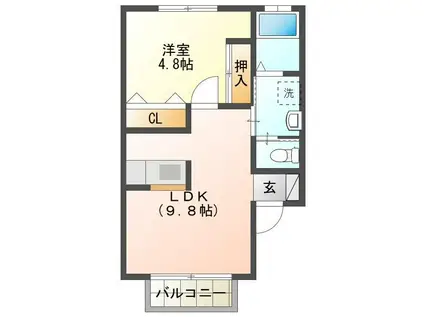 サザンハウス(1LDK/1階)の間取り写真