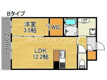 ディアコート(1LDK/3階)の間取り写真