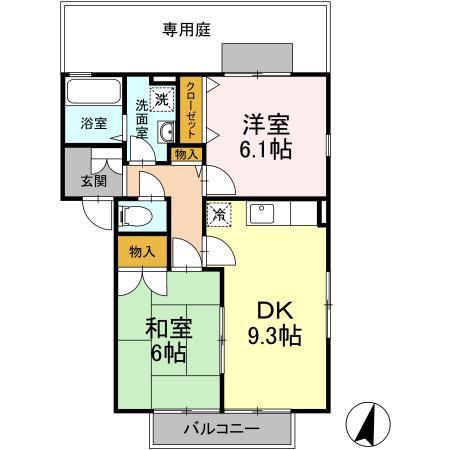 パルティーレ(2DK/1階)の間取り写真
