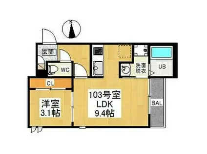 GRANDTIC 妙音通(1LDK/1階)の間取り写真