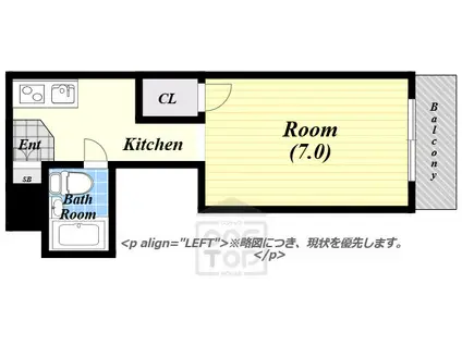 CASA山手(1K/1階)の間取り写真