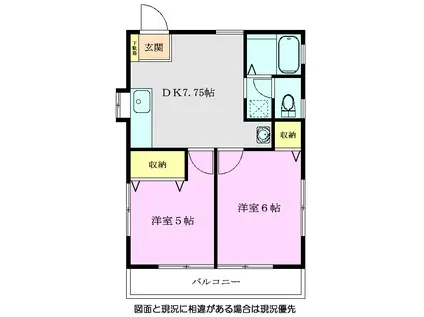 ハイム新座(2DK/2階)の間取り写真