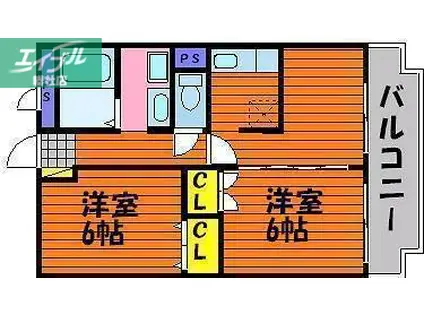 リポーズヴィラ(2DK/3階)の間取り写真