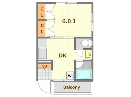 ミラノコロッタ(1DK/2階)の間取り写真