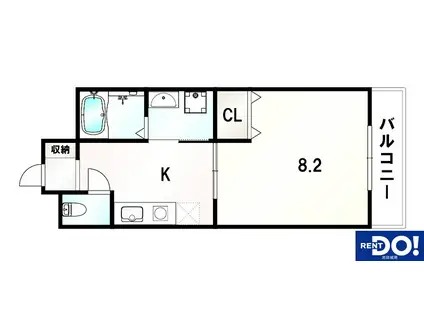 アルデール満寿美町(1K/3階)の間取り写真
