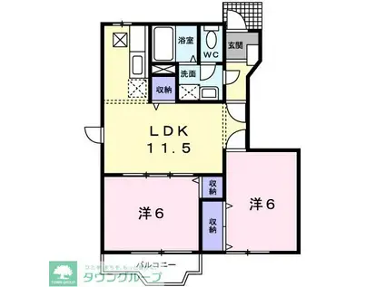 ディアスボナ-ルII(2LDK/1階)の間取り写真