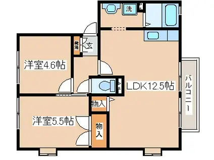 サンとざき(2LDK/2階)の間取り写真