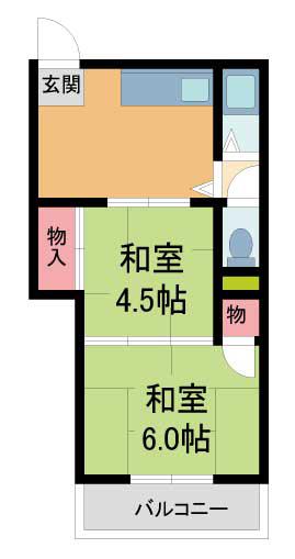 第二柳原マンション(2K/1階)の間取り写真