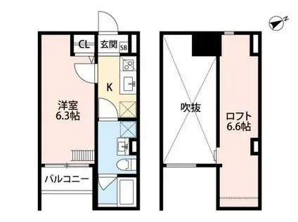 クレモンティーヌ(1K/2階)の間取り写真