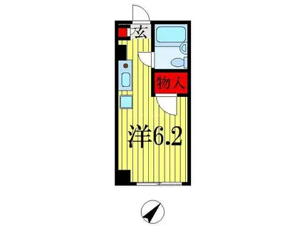 レジデンスカープ千葉(ワンルーム/2階)の間取り写真