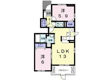 セゾン 五条II(2LDK/1階)の間取り写真