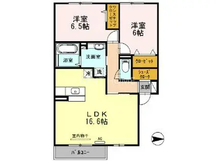 アビタシオンA棟(2LDK/2階)の間取り写真