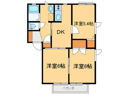 ボナールB(3DK/1階)の間取り写真