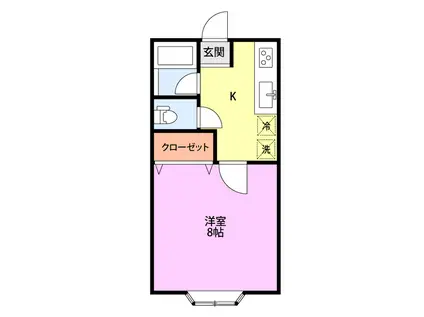 ハイツパッシフルIII(1K/1階)の間取り写真