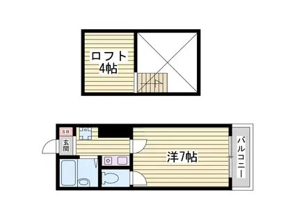 サンシャイン高丸(1K/1階)の間取り写真