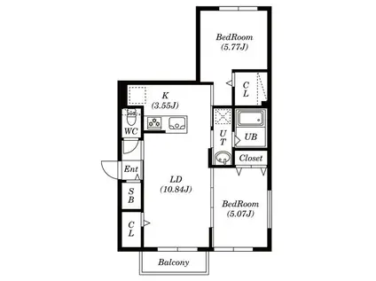 CUNA八軒(2LDK/2階)の間取り写真