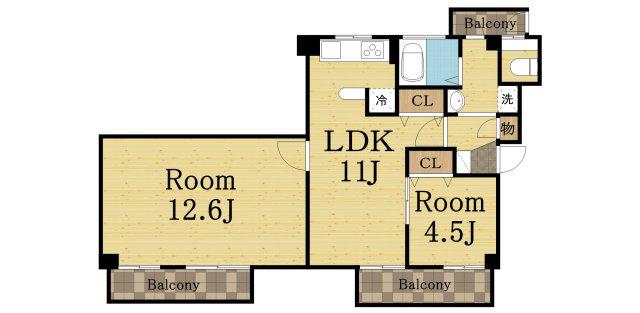 VIEW TERRACE売布 I(2LDK/4階)の間取り写真