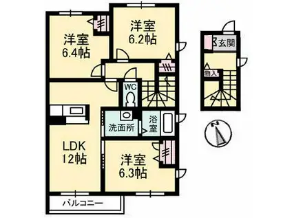 クオーレ光II(3LDK/2階)の間取り写真