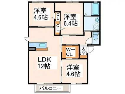 エステートSAKURA-R(3LDK/2階)の間取り写真