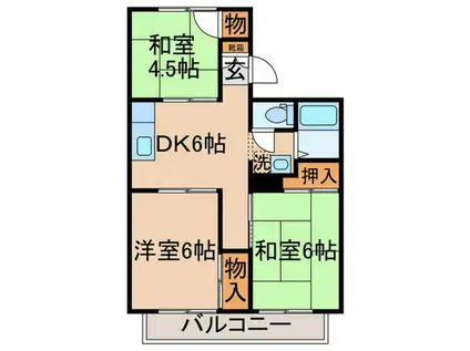 ニコーホームハイツA館(3DK/2階)の間取り写真