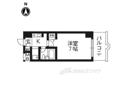 パラドール西院PARTⅡ(1K/1階)の間取り写真