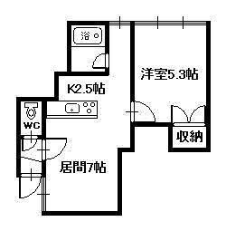 スマイル東旭川(1LDK/2階)の間取り写真