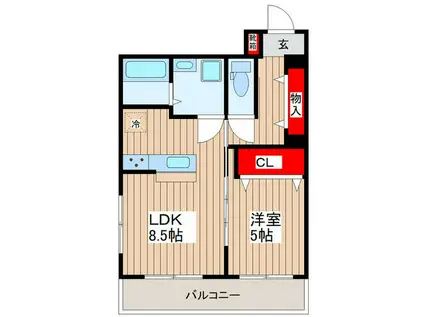 エスポワール(1LDK/1階)の間取り写真