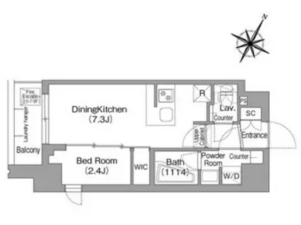 コンフォリア・リヴ新中野サウス(1DK/8階)の間取り写真