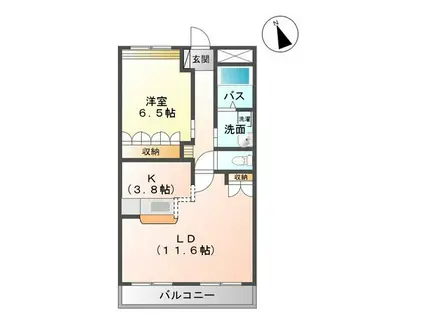 グランシャリオ(1LDK/1階)の間取り写真