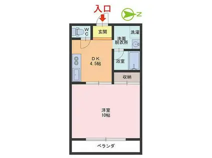 ラ・ヴィータ(1DK/1階)の間取り写真