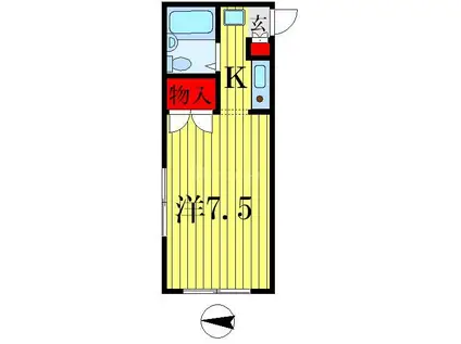 渡辺ハウス(1K/2階)の間取り写真