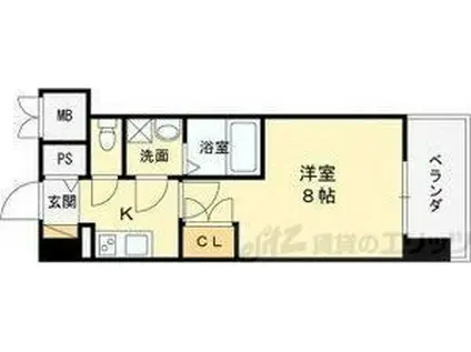 WGB江坂(1K/2階)の間取り写真