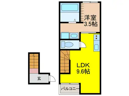 ルミエール(1LDK/2階)の間取り写真