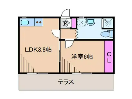 ダイユー44番館(1LDK/1階)の間取り写真
