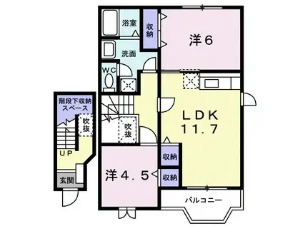 タケハウスB(2LDK/2階)の間取り写真