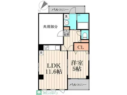 TRM本郷元町(1LDK/2階)の間取り写真