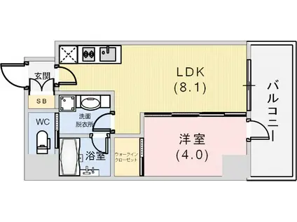 ブエナビスタ神戸駅前(1LDK/10階)の間取り写真