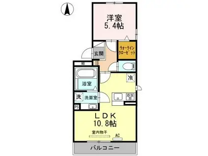 ルミエールこがねII A棟(1LDK/3階)の間取り写真