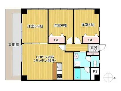 トゥエルヴ宝ヶ池(3LDK/1階)の間取り写真