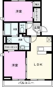 ヘリオス吉川美南 ゼウス(2LDK/2階)の間取り写真