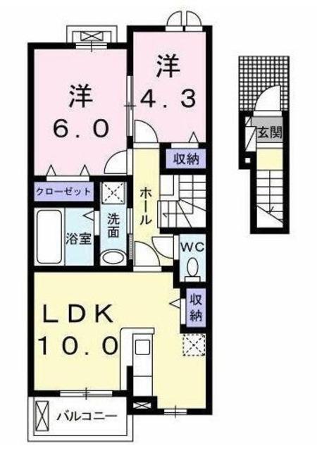 エトワール(2LDK/2階)の間取り写真