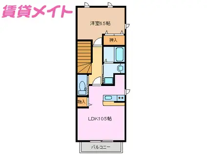 シャルム A(1LDK/2階)の間取り写真