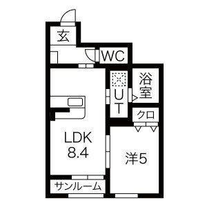 セレッソ袖野田(1LDK/1階)の間取り写真