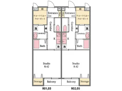 プレシャス(1K/2階)の間取り写真