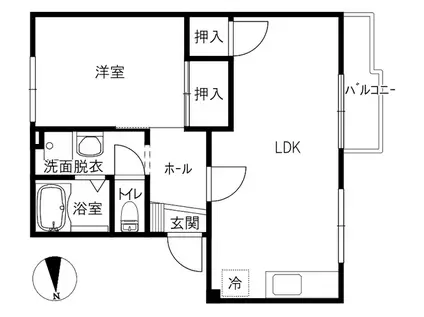 ドリーム21(1LDK/2階)の間取り写真